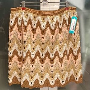 Free People NWT Crochet Skirt Tan XL “Heat of the Moment”